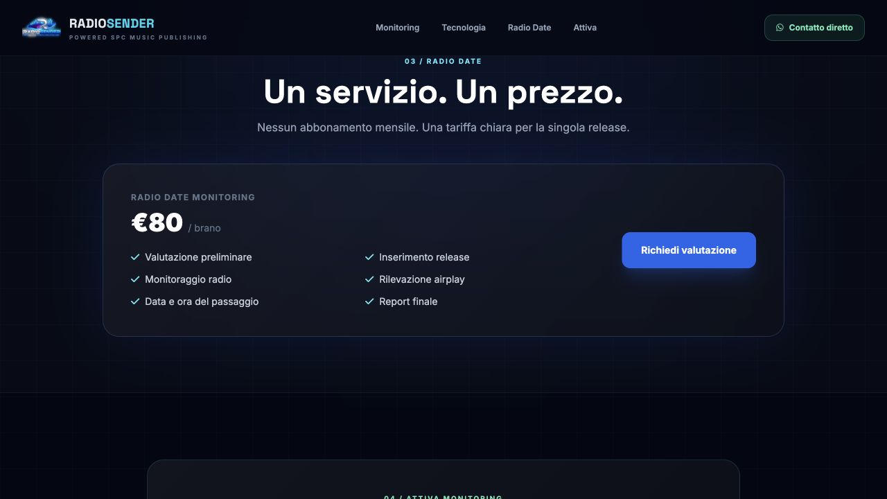 RadioSender: offerta pubblica da 80 euro per brano e servizi elencati